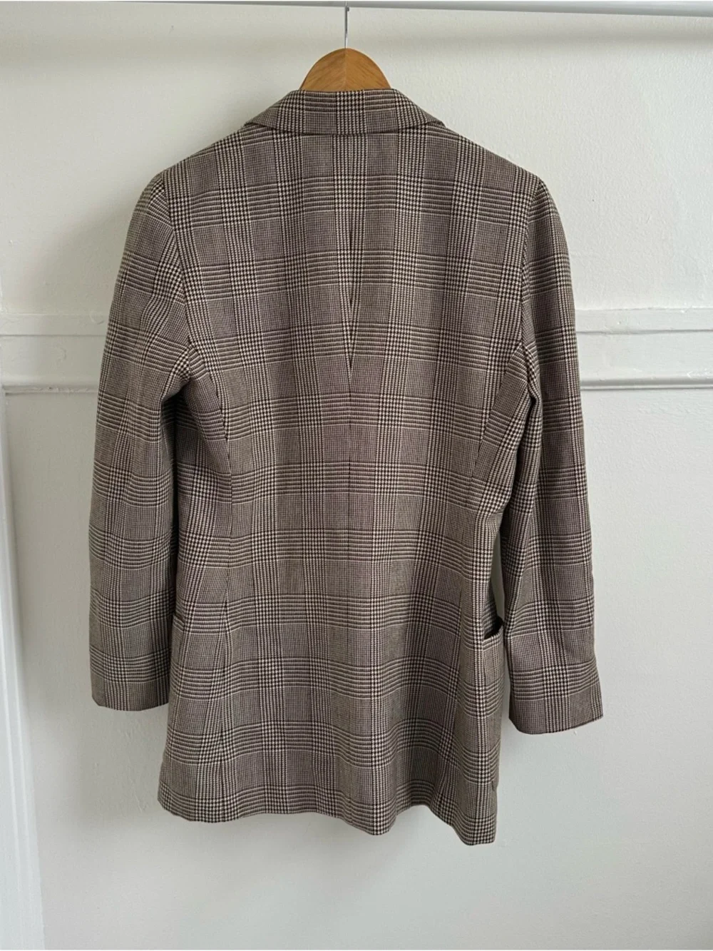 100% Wool Checked & Houndstooth Brown Plaid Blazer - Picture 9 of 13